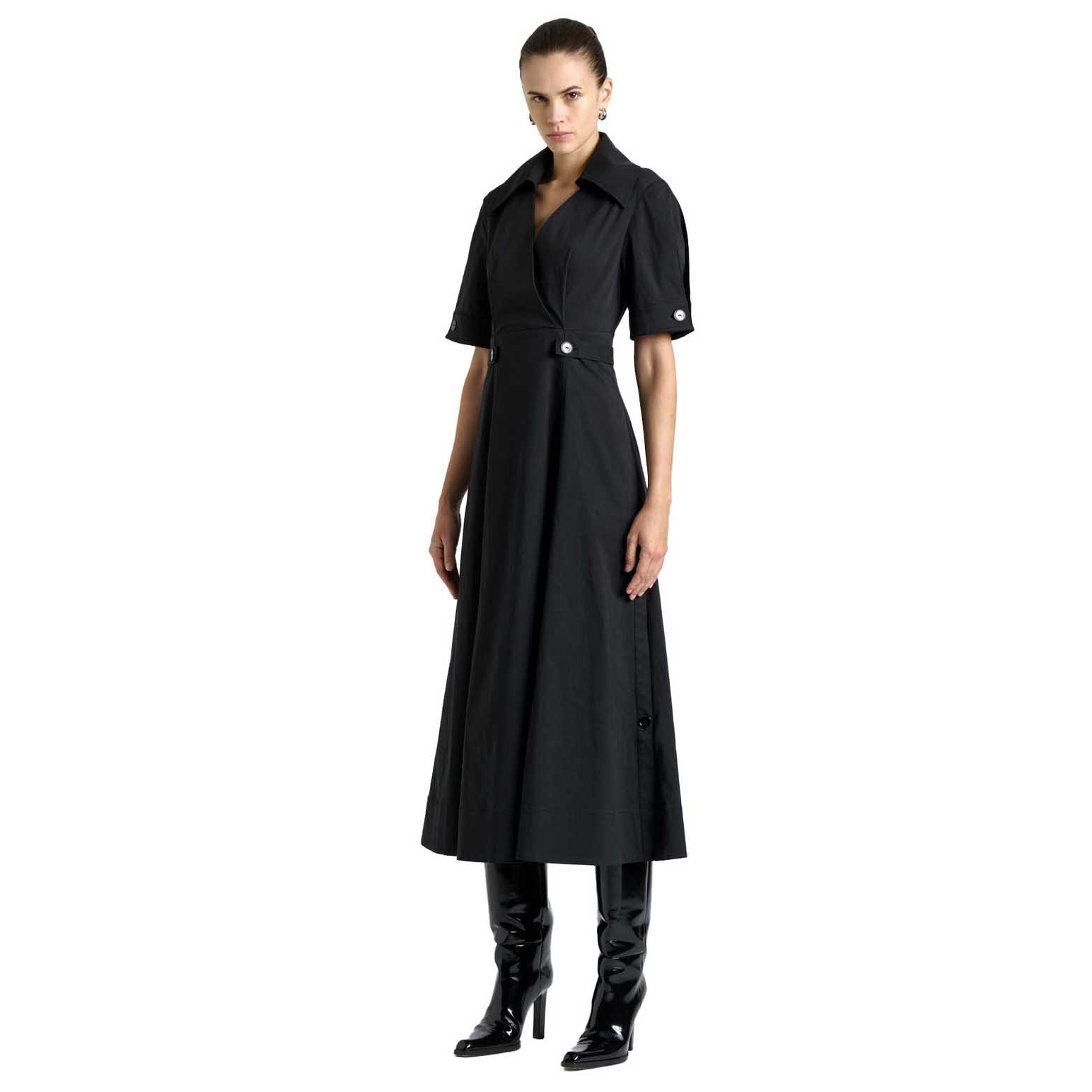 Cue Good Earth Cotton Button Detail Midi Dress
